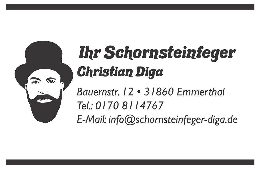 Flyer des Schornsteinfegers Christian Diga © Ilsetalschule